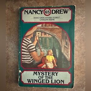 Vintage Nancy Drew Mystery of the Winged Lion Book - 1982 copyright
